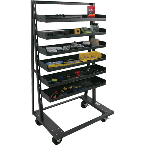 Chariot &agrave; cadre en A robuste &agrave; un c&ocirc;t&eacute; avec 6 plateaux &agrave; rebords, 38" x 25" x 63", Capacit&eacute; 2500 lb Solutions industrielles ALPHA