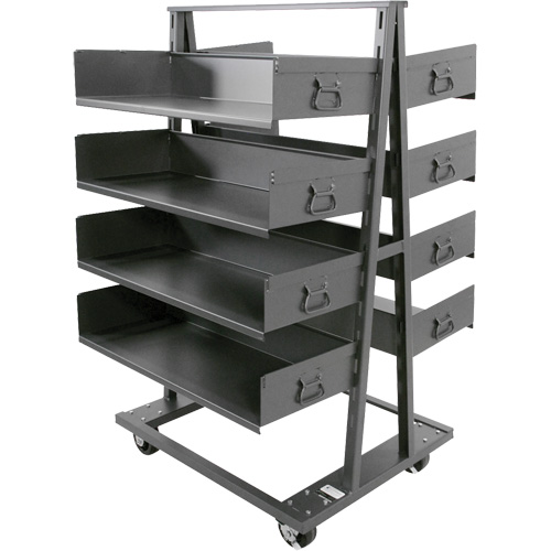 Chariot &agrave; cadre en A robuste &agrave; deux c&ocirc;t&eacute;s avec 8 plateaux &agrave; rebords, 38" x 30" x 63", Capacit&eacute; 2500 lb Solutions industrielles ALPHA
