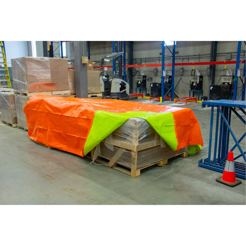 B&acirc;che tiss&eacute;e robuste haute visibilit&eacute;, Poly&eacute;thyl&egrave;ne, Vert/Orange, 16' x 20' x 12 mils Solutions industrielles ALPHA