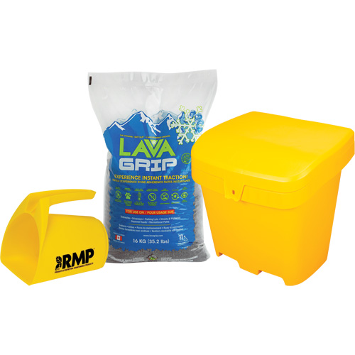 Ensemble d'aide &agrave; la traction LavaGrip avec 77 sacs, Taille du conteneur 35,3 lb (16 kg), Sac Solutions industrielles ALPHA