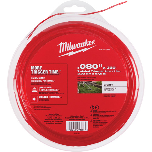 0.080" x 320 (1 lb) Twisted Trimmer Line Solutions industrielles ALPHA