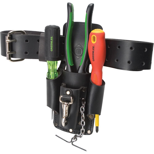 Tool Belt Pouch, Multiple Tool Holder, Leather, 4 Pockets Solutions industrielles ALPHA