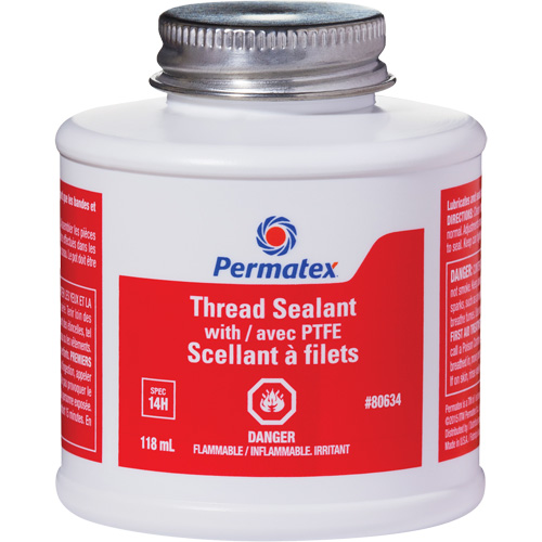 Thread Sealant with PTFE, Brush Top Bottle, 118 ml, -54°C - 150°C/-65°F - 300°F Solutions industrielles ALPHA