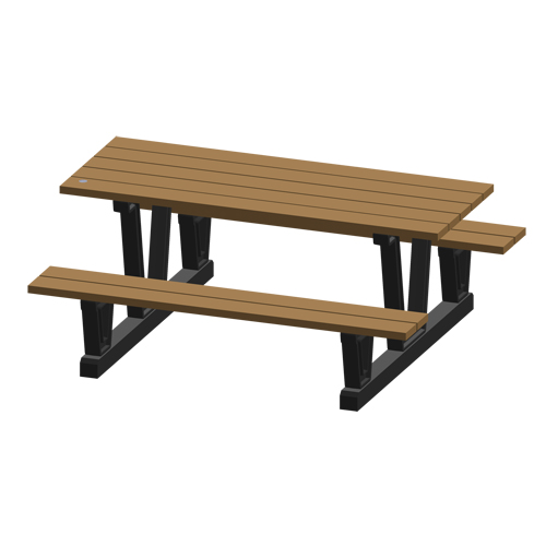 Recycled Plastic Outdoor Picnic Tables, 72" L x 60-5/16" W, Redwood Solutions industrielles ALPHA