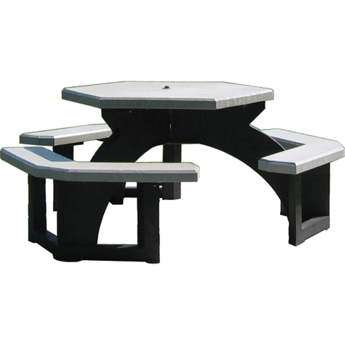 Tables de pique-nique hexagonales en plastique recycl&eacute;, 78" lo x 78" la, Gris Solutions industrielles ALPHA