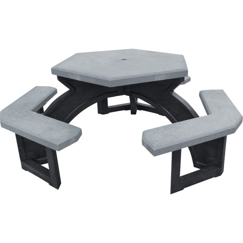 Tables de pique-nique hexagonales en plastique recycl&eacute;, 78" lo x 78" la, Gris Solutions industrielles ALPHA