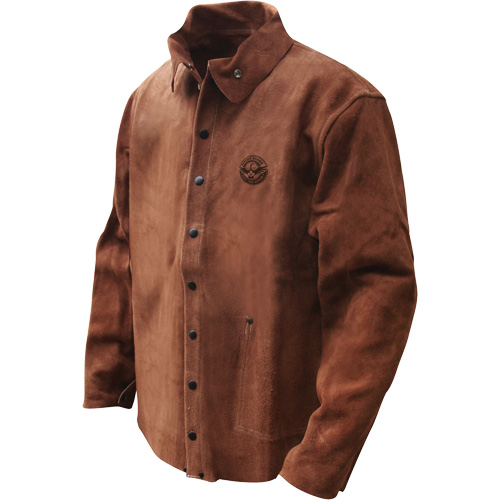 Veste de soudage en cuir fleur de vache refendu Gander Brand, Cuir, 2T-Grand, Brun Solutions industrielles ALPHA