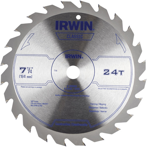 Classic Series Circular Saw Blade, 7-1/4", 24 Teeth, Wood Use Solutions industrielles ALPHA
