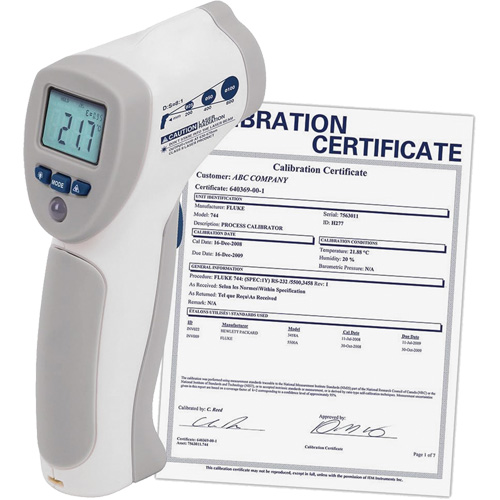 Food Service Infrared Thermometer with Calibration Certificate, -4°- 392° F ( -20° - 200° C )/-58°- 4° F ( -50° - -20° C ), 8:1, Fixed Emmissivity Solutions industrielles ALPHA
