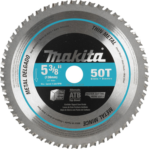 Carbide-Tipped Saw Blade, 5-3/8", 50 Teeth, Metal Use Solutions industrielles ALPHA