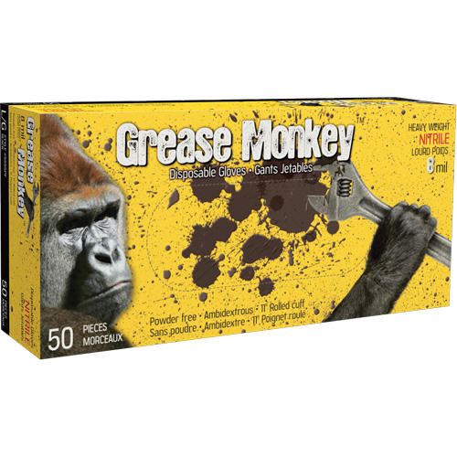 Grease Monkey&reg; Gloves, Large, Nitrile, 8-mil, Powder-Free, Black Solutions industrielles ALPHA
