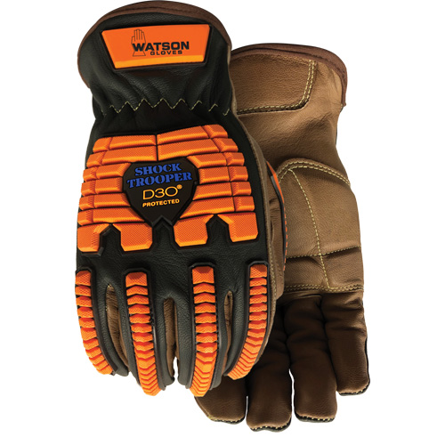 Gants antichocs Drill Sergeant, Grand, Paume en Cuir fleur, Poignet &agrave; enfiler Solutions industrielles ALPHA