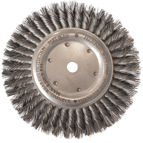 Wire Wheel Brushes, 8" Dia., 0.014" Fill, 5/8"-11 Arbor, Steel Solutions industrielles ALPHA