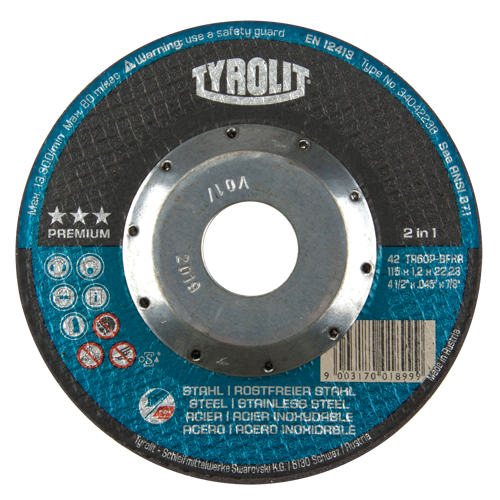 Premium 2 In 1 Thincut Cut-Off Wheel, 4-1/2" x 0.045", 7/8" Arbor, Type 27, Aluminum Oxide, 13300 RPM Solutions industrielles ALPHA