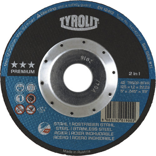 Premium 2 In 1 Thincut Cut-Off Wheel, 4-1/2" x 0.045", 7/8" Arbor, Type 27, Aluminum Oxide, 13300 RPM Solutions industrielles ALPHA