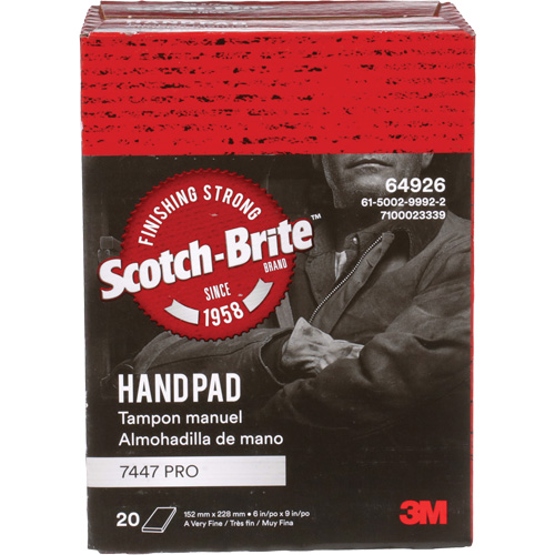Scotch-Brite 7447 Hand Pads, Aluminum Oxide, 9" x 6", Very Fine Grit Solutions industrielles ALPHA