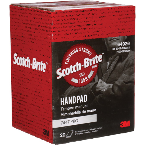 Scotch-Brite 7447 Hand Pads, Aluminum Oxide, 9" x 6", Very Fine Grit Solutions industrielles ALPHA