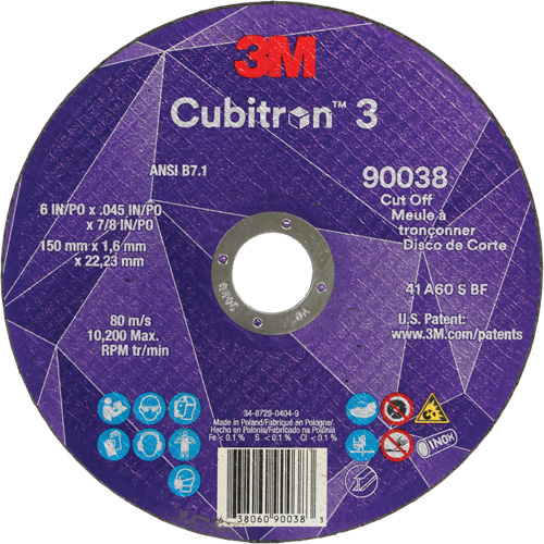 Cubitron 3 Cut-Off Wheel, 6" x 0.045", Type T27, Ceramic, 10200 RPM Solutions industrielles ALPHA