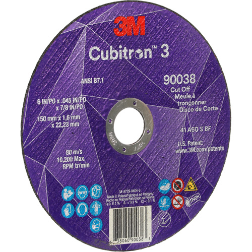 Cubitron 3 Cut-Off Wheel, 6" x 0.045", Type T27, Ceramic, 10200 RPM Solutions industrielles ALPHA