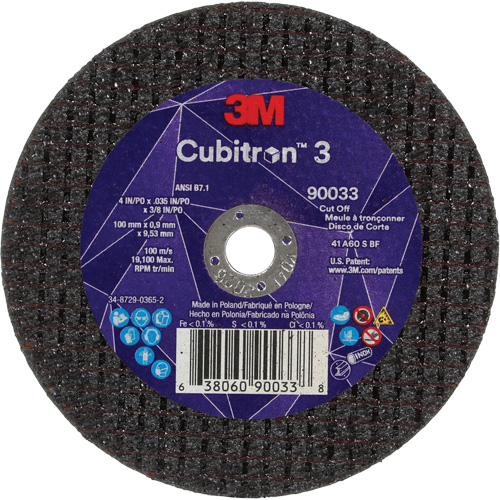 Meule &agrave; tronçonner Cubitron 3, 4" x 0,035", Arbre de 3/8", Type T1, C&eacute;ramique, 21000 Tr/min Solutions industrielles ALPHA