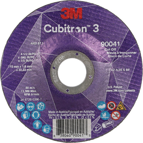 Cubitron 3 Cut-Off Wheel, 4-1/2" x 0.045", 7/8" Arbor, Type T27, Ceramic, 13300 RPM Solutions industrielles ALPHA