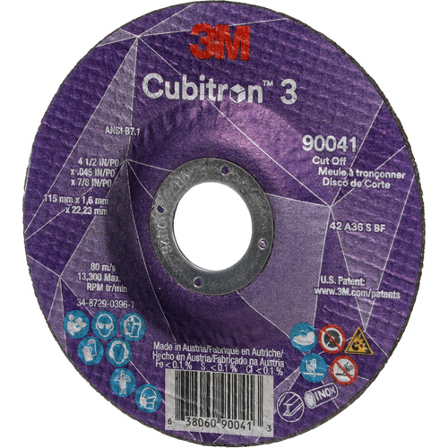 Cubitron 3 Cut-Off Wheel, 4-1/2" x 0.045", 7/8" Arbor, Type T27, Ceramic, 13300 RPM Solutions industrielles ALPHA