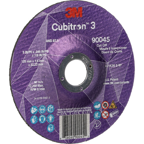 Cubitron 3 Cut-Off Wheel, 5" x 0.045", 7/8" Arbor, Type T27, Ceramic, 12250 RPM Solutions industrielles ALPHA