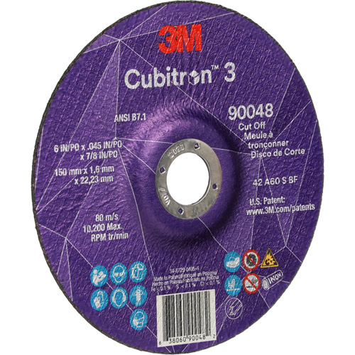 Cubitron 3 Cut-Off Wheel, 6" x 0.045", 7/8" Arbor, Type T27, Ceramic, 10200 RPM Solutions industrielles ALPHA