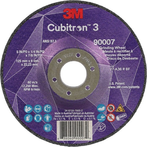 Cubitron 3 Depressed Centre Grinding Wheel, 5" x 1/4", 7/8" Arbor, Ceramic, Type T27 Solutions industrielles ALPHA