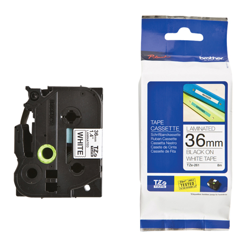 Tape Cartridge for P-touch&reg; Labeling System, 36 mm x 26-1/4', Black on White Solutions industrielles ALPHA