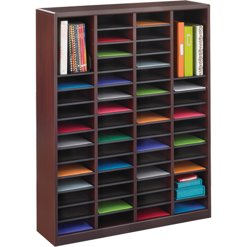 E-Z Stor&reg; Literature Organizer, Stationary, 60 Slots, Wood, 40" W x 3/4" D x 52-1/4" H Solutions industrielles ALPHA
