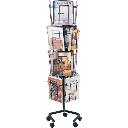 Literature Display Racks - Rotary Floor Displays, Rotating, 16 Slots, Wire Mesh, 15" W x 15" D x 60" H Solutions industrielles ALPHA