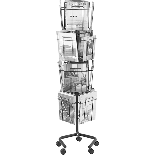 Literature Display Racks - Rotary Floor Displays, Rotating, 16 Slots, Wire Mesh, 15" W x 15" D x 60" H Solutions industrielles ALPHA