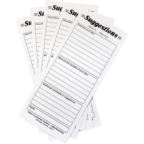Boîtes &agrave; suggestions - Cartes de suggestions, 25 cartes/pqt Solutions industrielles ALPHA