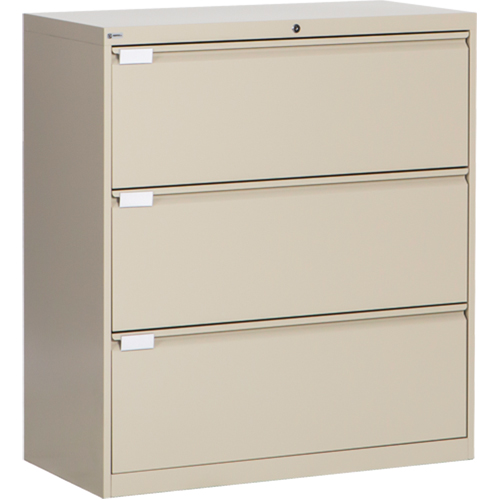 Classeur lat&eacute;ral, Acier, 3 tiroirs, 36" la x 18" p x 40-1/16" h, Beige Solutions industrielles ALPHA