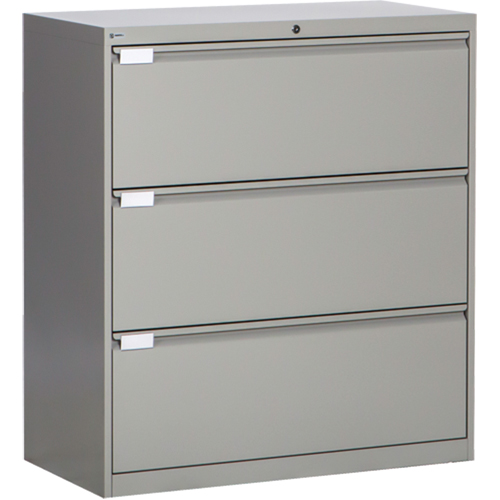 Classeur lat&eacute;ral, Acier, 3 tiroirs, 36" la x 18" p x 40-1/16" h, Gris Solutions industrielles ALPHA
