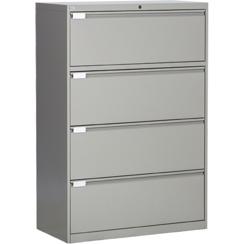 Lateral Filing Cabinet, Steel, 4 Drawers, 36" W x 18" D x 53-3/8" H, Grey Solutions industrielles ALPHA