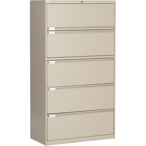Classeur lat&eacute;ral, Acier, 5 tiroirs, 36" la x 18" p x 65-1/2" h, Beige Solutions industrielles ALPHA