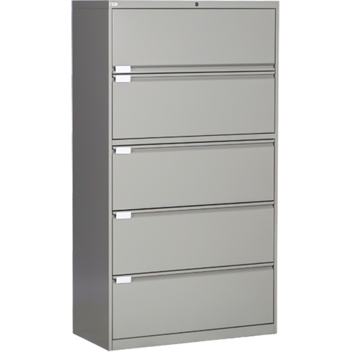 Classeur lat&eacute;ral, Acier, 5 tiroirs, 36" la x 18" p x 65-1/2" h, Gris Solutions industrielles ALPHA