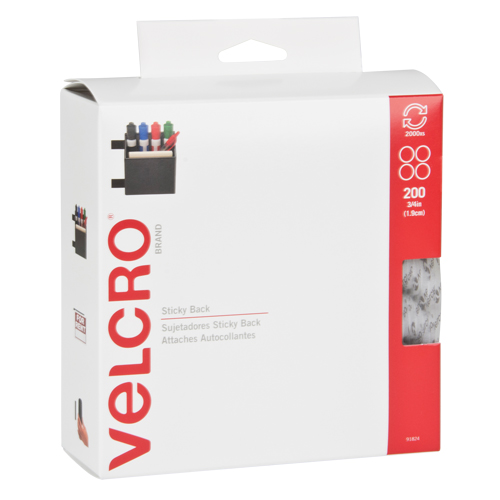 Attaches en jeton, Boucle et crochet, 3/4" dia., Adh&eacute;sif, Blanc Solutions industrielles ALPHA