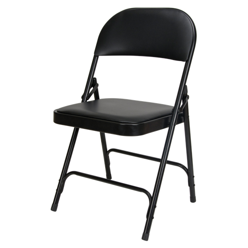 Chaise pliante rembourr&eacute;e en vinyle, Acier, Noir, Capacit&eacute; 300 lb Solutions industrielles ALPHA