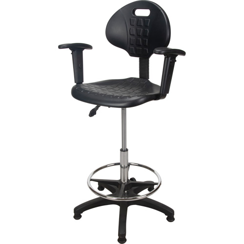 Tabouret ergonomique robuste avec accoudoirs r&eacute;glables, Stationnaire, Ajustable Hauteur, Capacit&eacute; 250 lb Solutions industrielles ALPHA