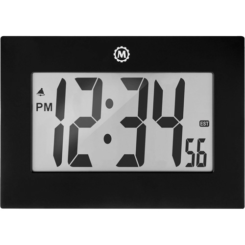Large Frame Clock, Digital, Battery Operated, 9" W x 1" D x 6.5" H, Black Solutions industrielles ALPHA