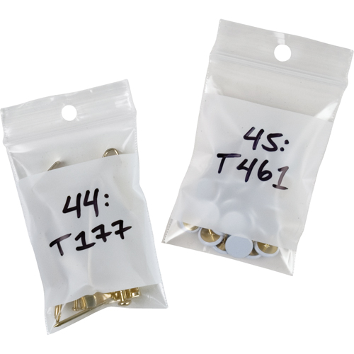 White Block Poly Bags, Reclosable, 3" x 2", 2 mils Solutions industrielles ALPHA