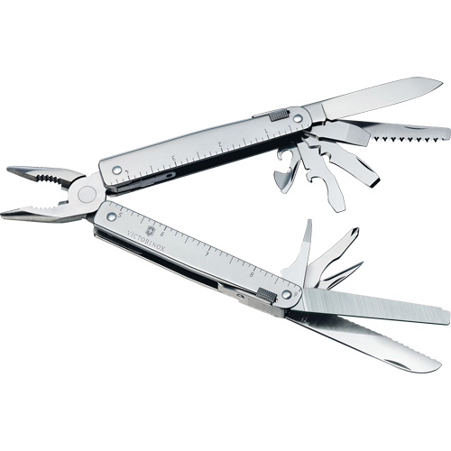 Outil multiple SwissTool avec lame verrouillable, M&eacute;tal, Poign&eacute;e en M&eacute;tal, 155 mm lo, 26 fonctions, 0,7 lb Solutions industrielles ALPHA