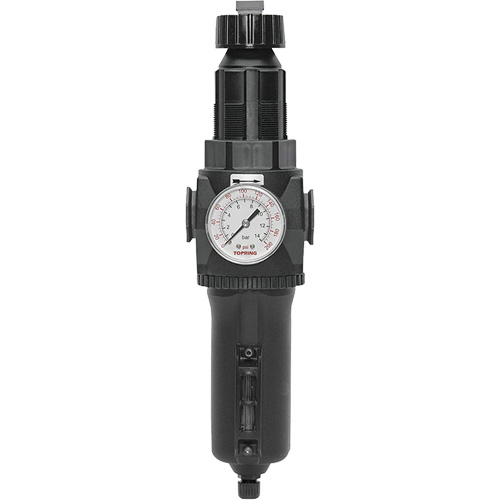 Filtre/r&eacute;gulateur drain manuel avec bol en m&eacute;tal et manom&egrave;tre Modulair 400, 1/2" NPT, 200 psi, Capacit&eacute; de 9,1 oz liq. Solutions industrielles ALPHA