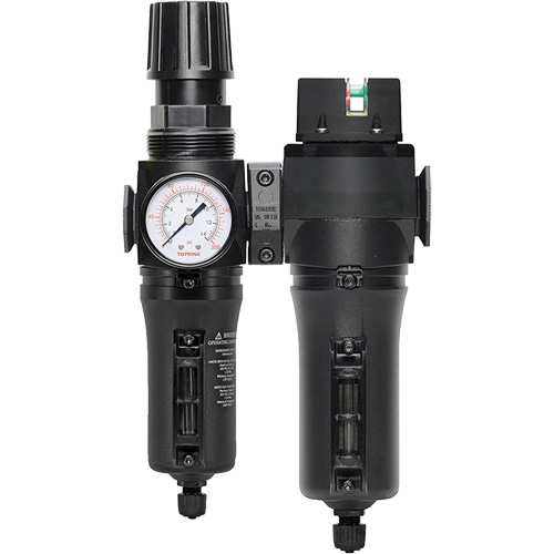 Filtre/r&eacute;gulateur + filtre coalescent drain manuel avec bol en m&eacute;tal Modulair 300, 1/4" NPT, 250 PSI, Capacit&eacute; de 5,1 oz liq. Solutions industrielles ALPHA