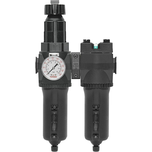 Filtre/r&eacute;gulateur + filtre coalescent drain manuel avec bol en m&eacute;tal Modulair 400, 1/4" NPT, 200 psi, Capacit&eacute; de 9,1 oz liq. Solutions industrielles ALPHA