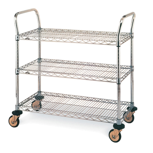 Standard-Duty Utility Cart With Wire Shelves, Chrome Plated, 24" x 39" x 24", 375 lbs. Capacity Solutions industrielles ALPHA