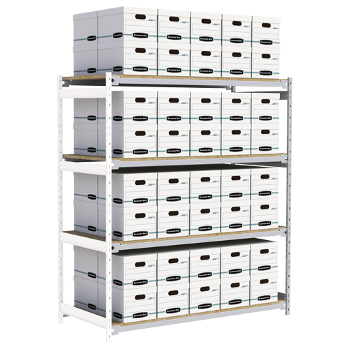 &eacute;tag&egrave;re-classeur de grande largeur, Acier, 4 Tablettes, 72" la x 32" p x 84" h, Ensemble Ajout Solutions industrielles ALPHA